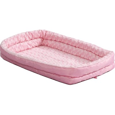 MidWest MidWest Quiet Time Fashion Plush Double Bolster Dog Crate Mat, Pink, 24-in