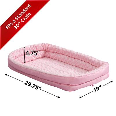 Show full view: MidWest Quiet Time Fashion Plush Double Bolster Dog Crate Mat, Pink, 30-in slide 2 of 6