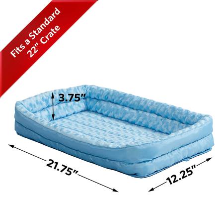 Show full view: MidWest Quiet Time Fashion Plush Double Bolster Dog Crate Mat, Powder Blue, 22-in slide 2 of 6