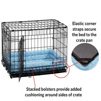 Show full view: MidWest Quiet Time Fashion Plush Double Bolster Dog Crate Mat, Powder Blue, 22-in slide 3 of 6