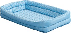 MidWest Quiet Time Fashion Plush Double Bolster Dog Crate Mat, Powder Blue, 24-in