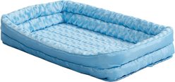 MidWest Quiet Time Fashion Plush Double Bolster Dog Crate Mat, Powder Blue, 30-in