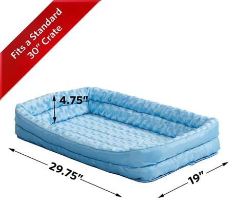 Show full view: MidWest Quiet Time Fashion Plush Double Bolster Dog Crate Mat, Powder Blue, 30-in slide 2 of 6