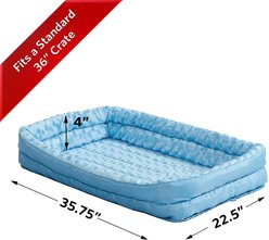 MidWest Quiet Time Fashion Plush Double Bolster Dog Crate Mat, Powder Blue, 36-in slide 2 of 5