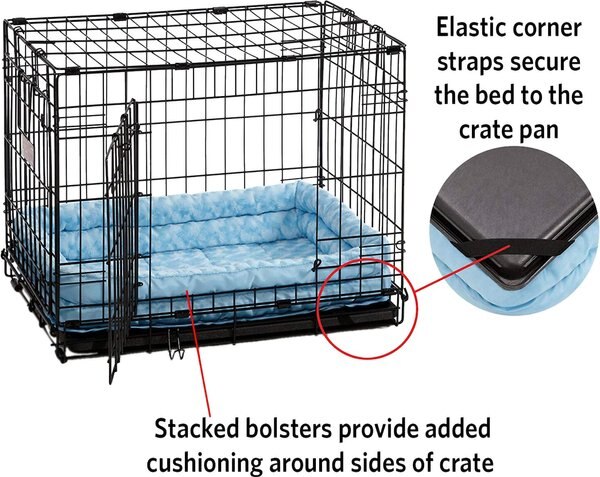 MidWest Quiet Time Fashion Plush Double Bolster Dog Crate Mat