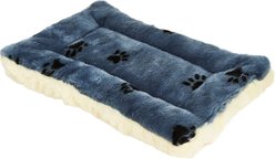 MidWest Quiet Time Fleece Reversible Dog Crate Mat, Blue Paw Print, 18-in