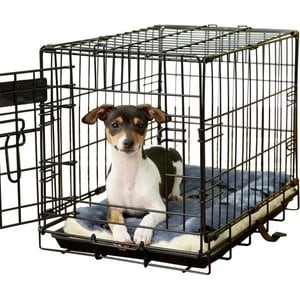 MidWest Quiet Time Fleece Reversible Dog Crate Mat, Blue Paw Print, 18-in