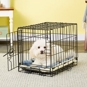 MidWest Quiet Time Fleece Reversible Dog Crate Mat, Blue Paw Print, 18-in
