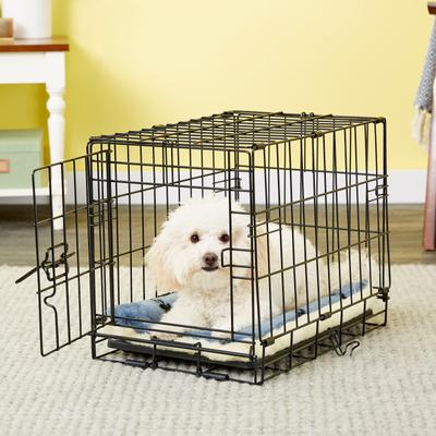 Show full view: MidWest Quiet Time Fleece Reversible Dog Crate Mat, Blue Paw Print, 18-in slide 4 of 9