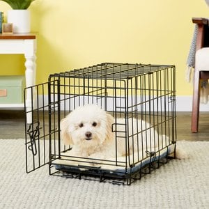 MidWest Quiet Time Fleece Reversible Dog Crate Mat, Blue Paw Print, 18-in