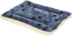 MidWest Quiet Time Fleece Reversible Dog Crate Mat, Blue Paw Print, 24-in