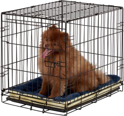 Show full view: MidWest Quiet Time Fleece Reversible Dog Crate Mat, Blue Paw Print, 24-in slide 2 of 8