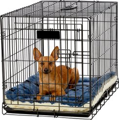 MidWest Quiet Time Fleece Reversible Dog Crate Mat, Blue Paw Print, 30-in slide 2 of 4