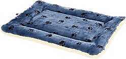 MidWest Quiet Time Fleece Reversible Dog Crate Mat, Blue Paw Print, 36-in