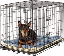 MidWest Quiet Time Fleece Reversible Dog Crate Mat, Blue Paw Print, 36-in slide 2 of 6