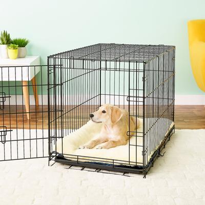 Show full view: MidWest Quiet Time Fleece Reversible Dog Crate Mat, Blue Paw Print, 36-in slide 4 of 8