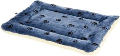 MidWest Quiet Time Fleece Reversible Dog Crate Mat, Blue Paw Print, 42-in