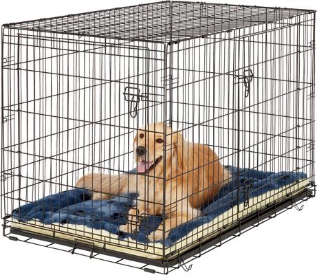 Show full view: MidWest Quiet Time Fleece Reversible Dog Crate Mat, Blue Paw Print, 48-in slide 2 of 8