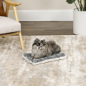 MidWest Quiet Time Fleece Reversible Dog Crate Mat, Gray Spotted Print, 18-in