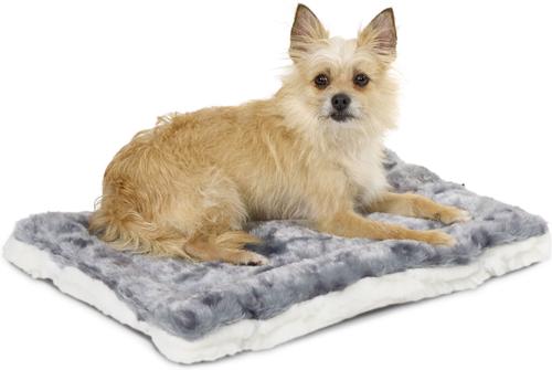 Show full view: MidWest Quiet Time Fleece Reversible Dog Crate Mat, Gray Spotted Print, 24-in slide 3 of 10