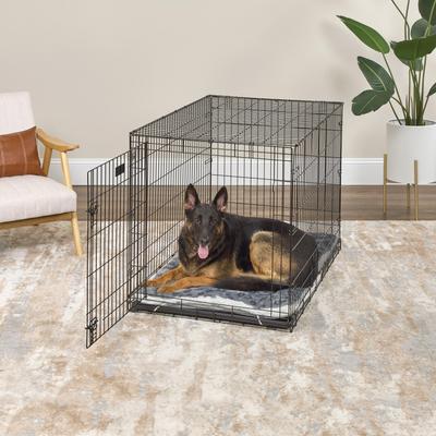 Show full view: MidWest Quiet Time Fleece Reversible Dog Crate Mat, Gray Spotted Print, 48-in slide 4 of 10