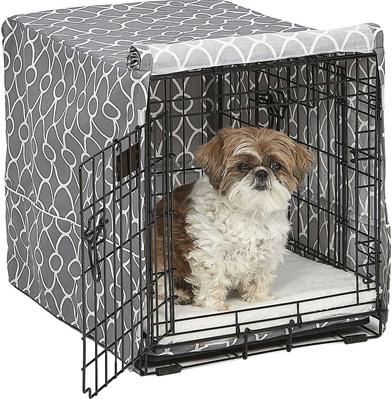 Show full view: MidWest Quiet Time Ombre Swirl Crate Mat, Grey, 24-in + Quiet Time Crate Cover, Gray Geometric, 24-in slide 6 of 10