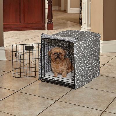 Show full view: MidWest Quiet Time Ombre Swirl Crate Mat, Grey, 24-in + Quiet Time Crate Cover, Gray Geometric, 24-in slide 9 of 10