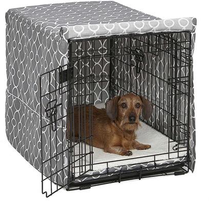 Show full view: MidWest Quiet Time Ombre Swirl Crate Mat, Grey, 30-in + Quiet Time Crate Cover, Gray Geometric, 30-in slide 6 of 10