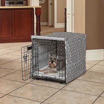 Show full view: MidWest Quiet Time Ombre Swirl Crate Mat, Grey, 30-in + Quiet Time Crate Cover, Gray Geometric, 30-in slide 9 of 10