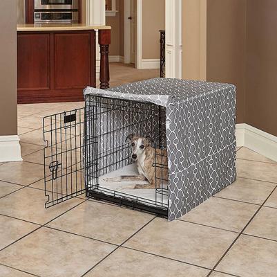 Show full view: MidWest Quiet Time Ombre Swirl Crate Mat, Grey, 36-in + Quiet Time Crate Cover, Gray Geometric, 36-in slide 9 of 10