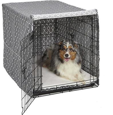 Show full view: MidWest Quiet Time Ombre Swirl Crate Mat, Grey, 42-in + Quiet Time Crate Cover, Gray Geometric, 42-in slide 6 of 10