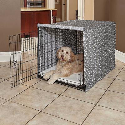 Show full view: MidWest Quiet Time Ombre Swirl Crate Mat, Grey, 48-in + Quiet Time Crate Cover, Gray Geometric, 48-in slide 9 of 10