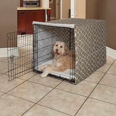 Show full view: MidWest Quiet Time Ombre Swirl Crate Mat, Taupe, 48-in + Quiet Time Crate Cover, Brown Geometric, 48-in slide 9 of 9
