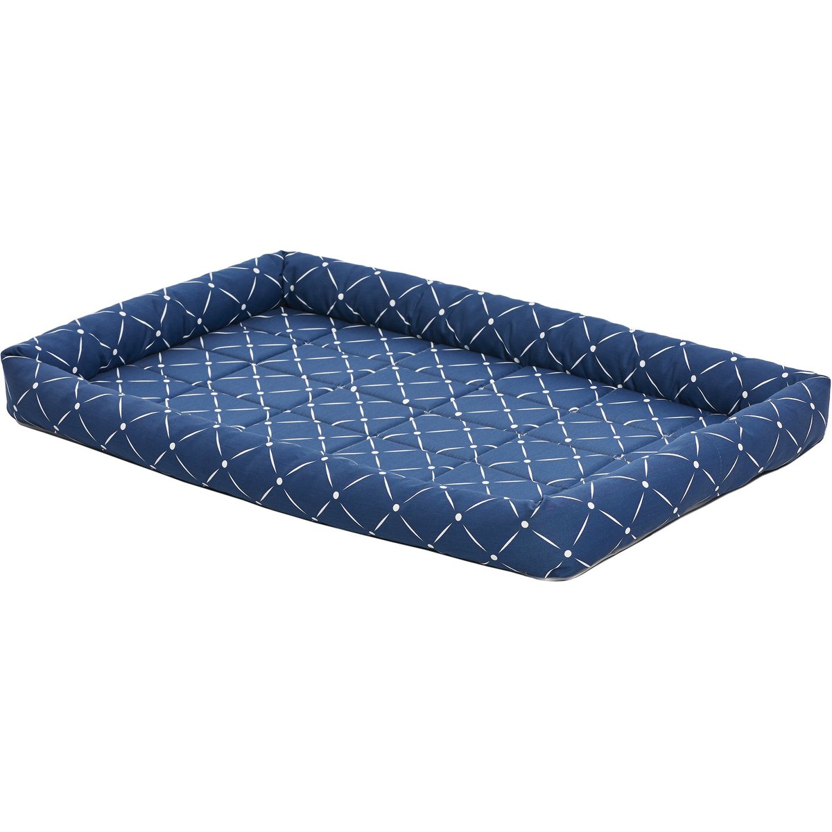 MidWest QuietTime Couture Ashton Bolster Dog Crate Mat, Blue, Intermediate