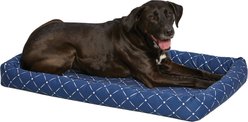 MidWest QuietTime Couture Ashton Bolster Dog Crate Mat, Blue, Large 