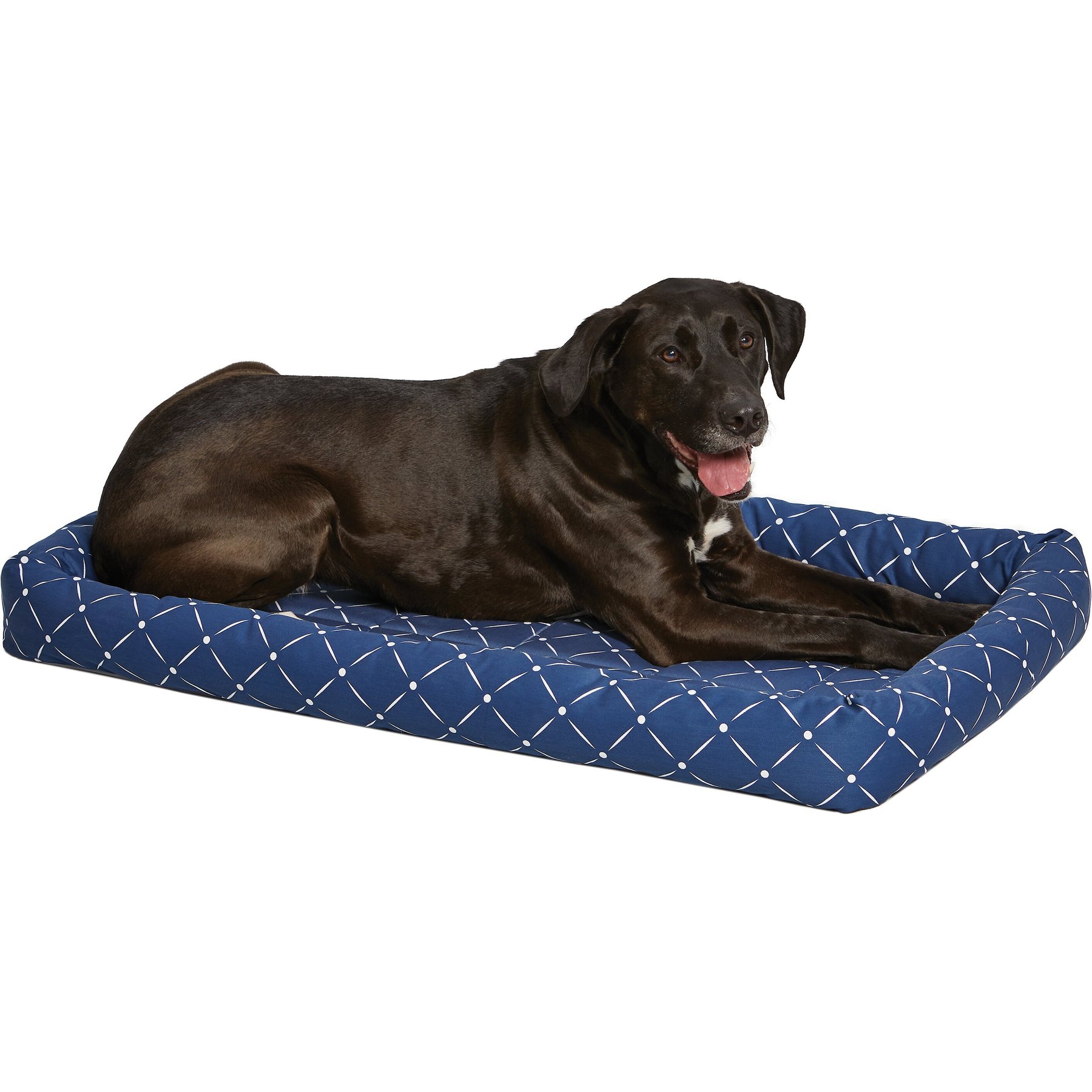 MidWest QuietTime Couture Ashton Bolster Dog Crate Mat, Blue, Large