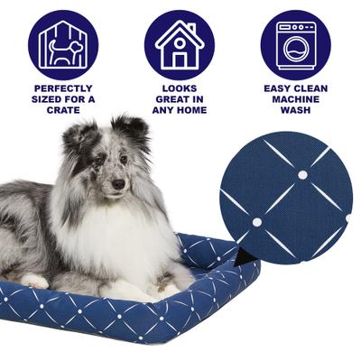 Show full view: MidWest QuietTime Couture Ashton Bolster Dog Crate Mat, Blue, Large  slide 4 of 7