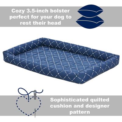 Show full view: MidWest QuietTime Couture Ashton Bolster Dog Crate Mat, Blue, Large  slide 5 of 7