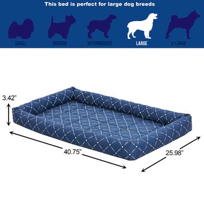Show full view: MidWest QuietTime Couture Ashton Bolster Dog Crate Mat, Blue, Large  slide 6 of 7