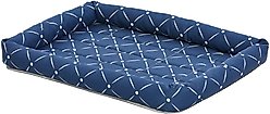 MidWest QuietTime Couture Ashton Bolster Dog Crate Mat, Blue, Small 
