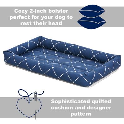 Show full view: MidWest QuietTime Couture Ashton Bolster Dog Crate Mat, Blue, Small  slide 4 of 6