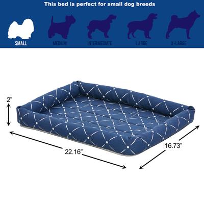 Show full view: MidWest QuietTime Couture Ashton Bolster Dog Crate Mat, Blue, Small  slide 5 of 6