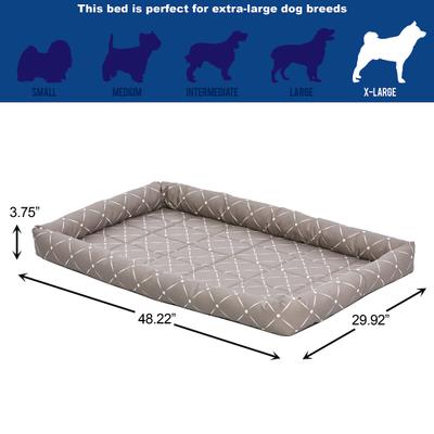 Show full view: MidWest QuietTime Couture Ashton Bolster Dog Crate Mat, Mushroom, X-Large slide 4 of 5