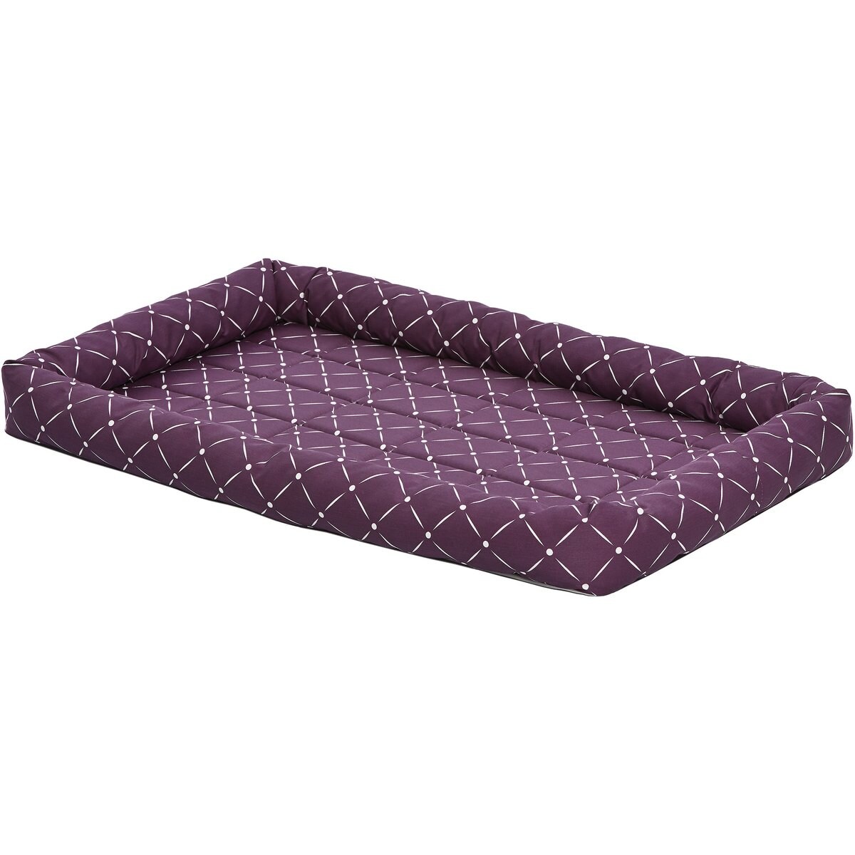 MidWest QuietTime Couture Ashton Bolster Dog Crate Mat, Plum, Large
