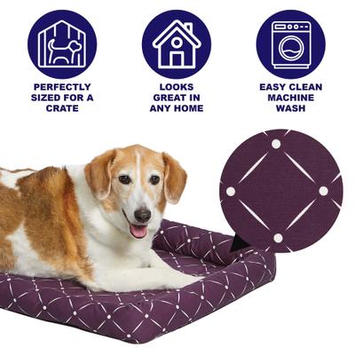 Show full view: MidWest QuietTime Couture Ashton Bolster Dog Crate Mat, Plum, Small  slide 2 of 5