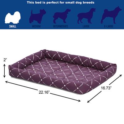 Show full view: MidWest QuietTime Couture Ashton Bolster Dog Crate Mat, Plum, Small  slide 4 of 5
