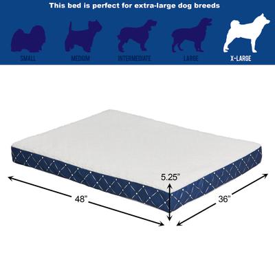 Show full view: MidWest QuietTime Couture Donovan Orthopedic Pillow Dog Bed with Removable Cover, Blue/White, Giant slide 4 of 8