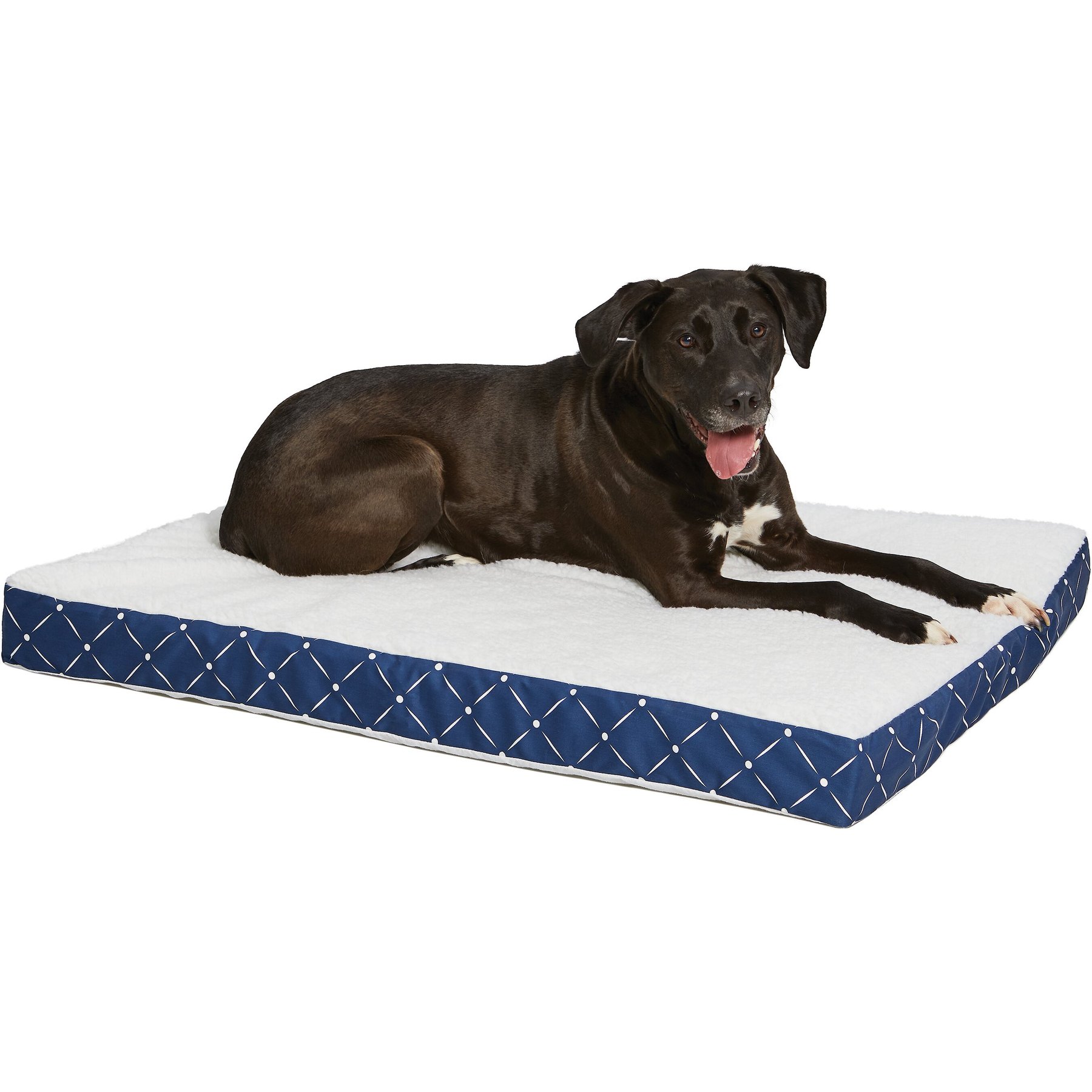 MidWest QuietTime Couture Donovan Orthopedic Pillow Dog Bed with Removable Cover, Blue/White, Large