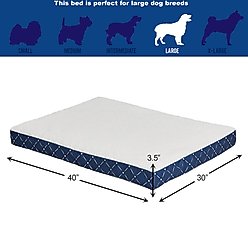 MidWest QuietTime Couture Donovan Orthopedic Pillow Dog Bed with Removable Cover, Blue/White, Large slide 2 of 4