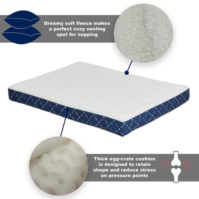 Show full view: MidWest QuietTime Couture Donovan Orthopedic Pillow Dog Bed with Removable Cover, Blue/White, Large slide 4 of 7